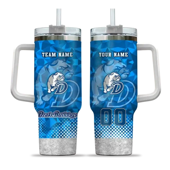 personalized drake bulldogs geometric prism blue curved tumbler best selling
