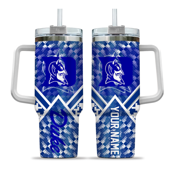 personalized duke blue devils chevron angle blue curved tumbler best selling