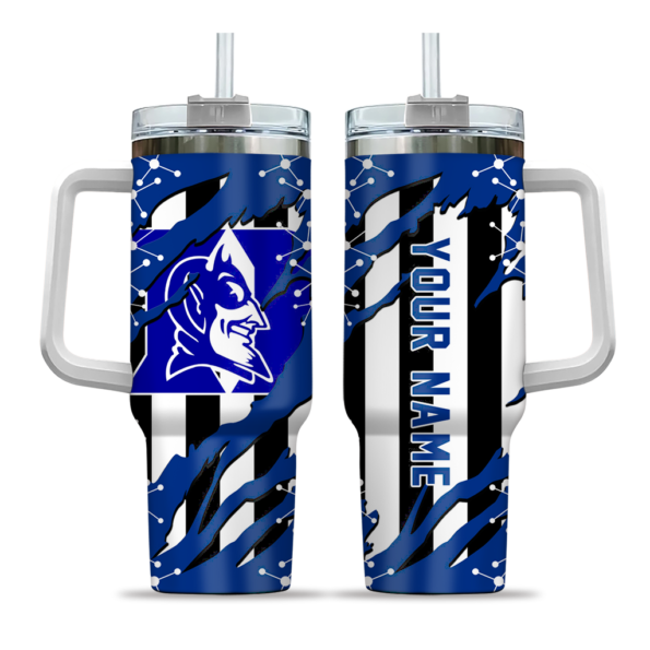 personalized duke blue devils claw cut blue black curved tumbler best selling