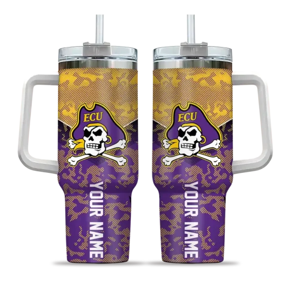 personalized east carolina pirates chevron stripe purple curved tumbler best selling