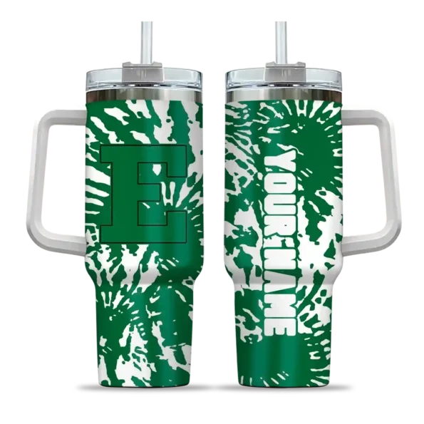 personalized eastern michigan eagles burst swirl green curved tumbler best selling