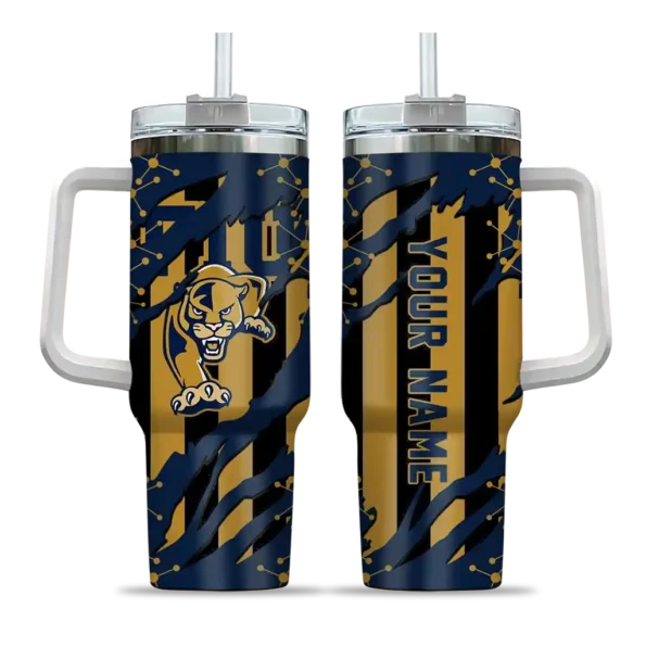 personalized fiu panthers claw cut blue black curved tumbler best selling