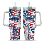 personalized florida atlantic owls camo mashup blue white curved tumbler best selling.webp