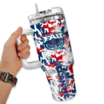 personalized florida atlantic owls camo mashup blue white curved tumbler best selling.webp