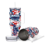 personalized florida atlantic owls camo mashup blue white curved tumbler best selling.webp