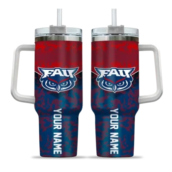 personalized florida atlantic owls chevron stripe blue curved tumbler best selling.webp