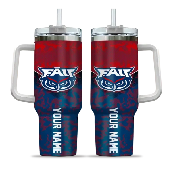 personalized florida atlantic owls chevron stripe blue curved tumbler best selling.webp