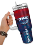 personalized florida atlantic owls chevron stripe blue curved tumbler best selling.webp