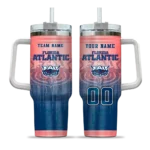 personalized florida atlantic owls gradient dots blue curved tumbler best selling.webp