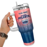 personalized florida atlantic owls gradient dots blue curved tumbler best selling.webp