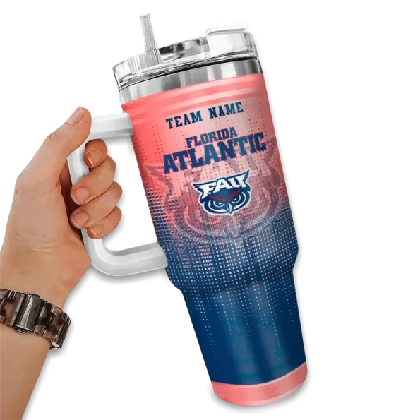 personalized florida atlantic owls gradient dots blue curved tumbler fashion forward.webp