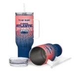 personalized florida atlantic owls gradient dots blue curved tumbler best selling.webp