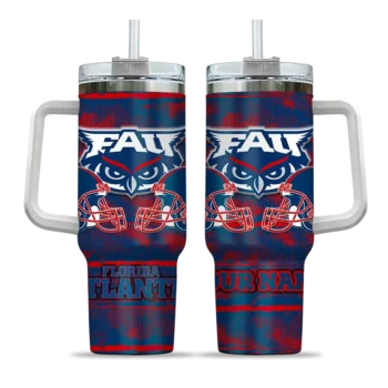 personalized florida atlantic owls honey streaks blue curved tumbler best selling.webp