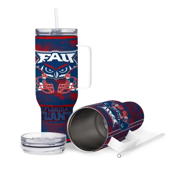 personalized florida atlantic owls honey streaks blue curved tumbler high quality.webp