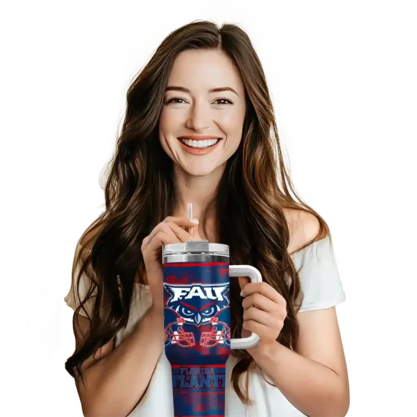 personalized florida atlantic owls honey streaks blue curved tumbler premium grade.webp