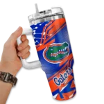personalized florida gators abstract paths blue curved tumbler best selling.webp