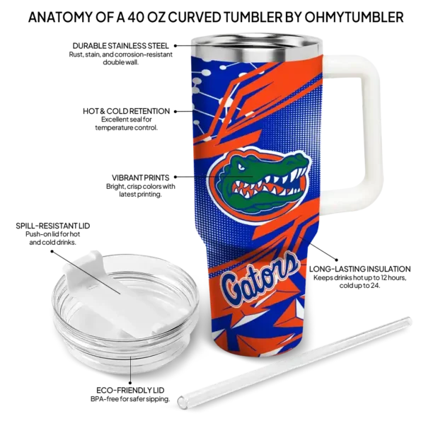 personalized florida gators abstract paths blue curved tumbler new arrival.webp