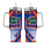 personalized florida gators arrow burst blue curved tumbler best selling.webp