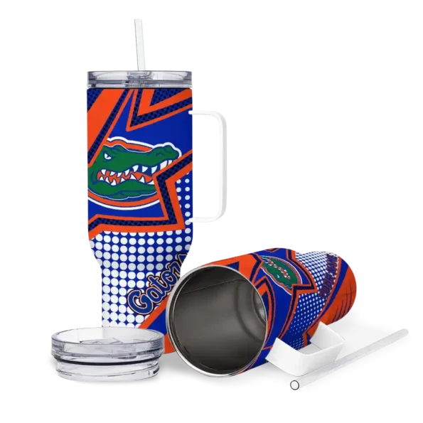 personalized florida gators arrow burst blue curved tumbler high quality.webp