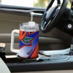 personalized florida gators arrow burst blue curved tumbler best selling.webp