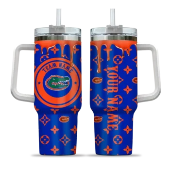 personalized florida gators bullseye drips blue curved tumbler best selling.webp