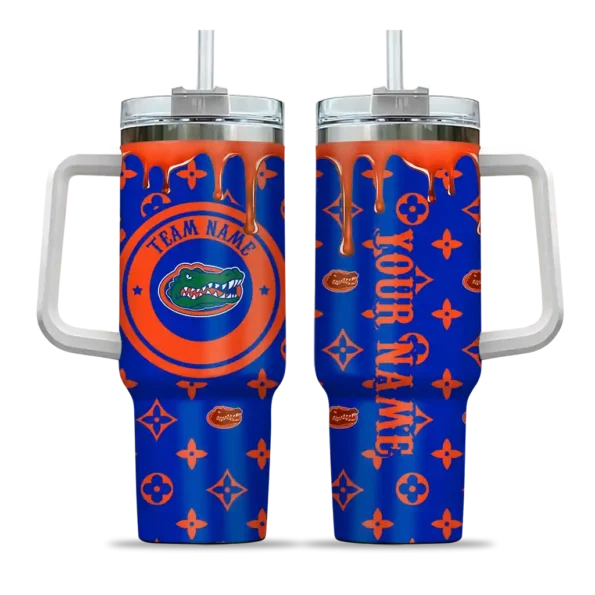 personalized florida gators bullseye drips blue curved tumbler best selling.webp