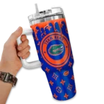 personalized florida gators bullseye drips blue curved tumbler best selling.webp