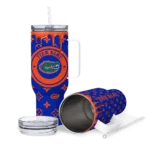 personalized florida gators bullseye drips blue curved tumbler best selling.webp