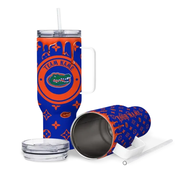 personalized florida gators bullseye drips blue curved tumbler high quality.webp