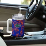 personalized florida gators burst swirl blue curved tumbler best selling.webp