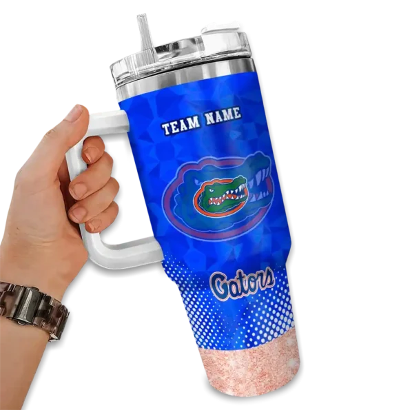 personalized florida gators geometric prism blue curved tumbler fashion forward.webp