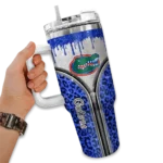 personalized florida gators leopard zipper blue curved tumbler best selling.webp