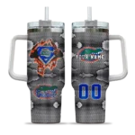 personalized florida gators superman shield blue gray curved tumbler best selling.webp