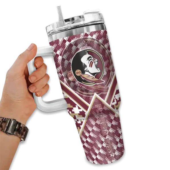 personalized florida state seminoles chevron angle garnet curved tumbler fashion forward.webp
