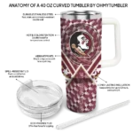 personalized florida state seminoles chevron angle garnet curved tumbler best selling.webp