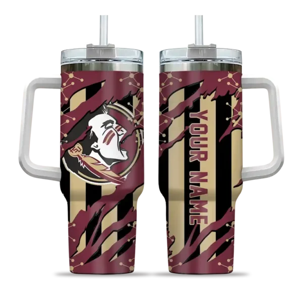 personalized florida state seminoles claw cut garnet black curved tumbler best selling.webp