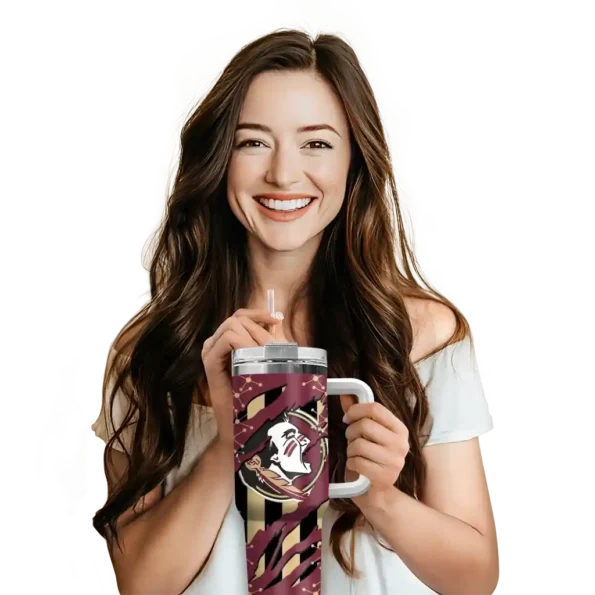 personalized florida state seminoles claw cut garnet black curved tumbler premium grade.webp
