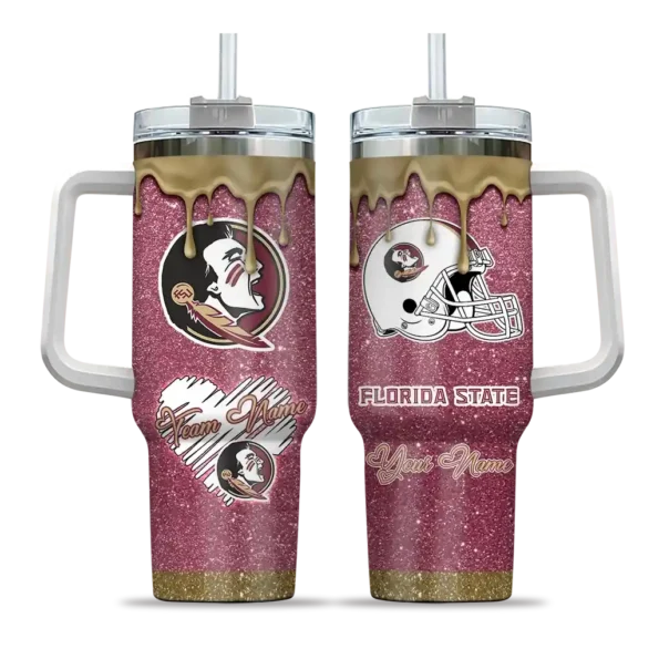 personalized florida state seminoles heart helmet motif garnet curved tumbler best selling.webp