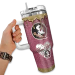 personalized florida state seminoles heart helmet motif garnet curved tumbler best selling.webp