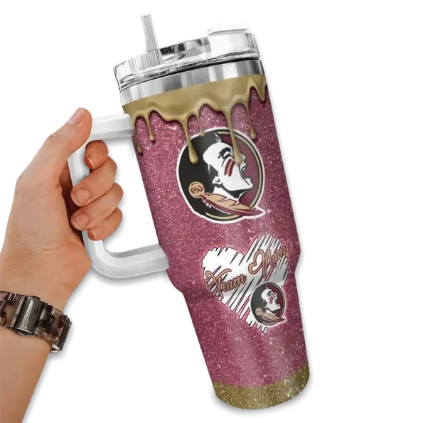 personalized florida state seminoles heart helmet motif garnet curved tumbler fashion forward.webp