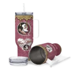 personalized florida state seminoles heart helmet motif garnet curved tumbler best selling.webp