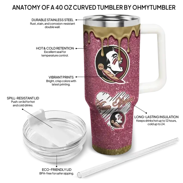 personalized florida state seminoles heart helmet motif garnet curved tumbler new arrival.webp