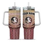 personalized florida state seminoles hex texture garnet curved tumbler best selling.webp