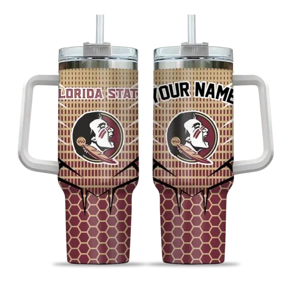 personalized florida state seminoles hex texture garnet curved tumbler best selling.webp