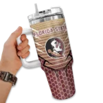 personalized florida state seminoles hex texture garnet curved tumbler best selling.webp