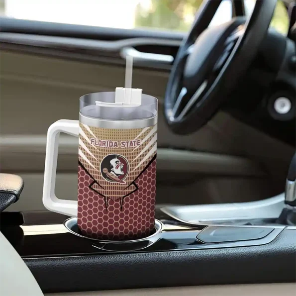 personalized florida state seminoles hex texture garnet curved tumbler trendy.webp