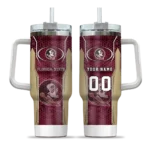 personalized florida state seminoles hexagon armor garnet curved tumbler best selling.webp