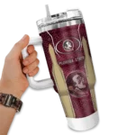 personalized florida state seminoles hexagon armor garnet curved tumbler best selling.webp