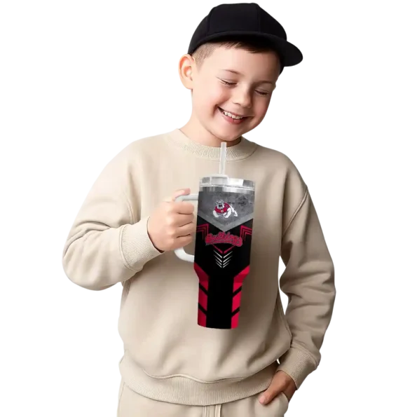 personalized fresno state bulldogs arrow armor red black curved tumbler latest model.webp