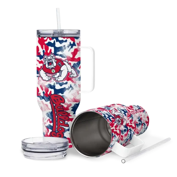 personalized fresno state bulldogs camo mashup red white curved tumbler high quality.webp